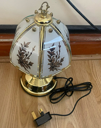 Gold white floral glass - glass, table