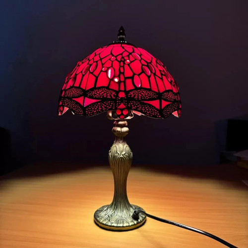 Tiffany red table lamp - tiffany, inch