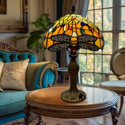 Tiffany style yellow table - 10",