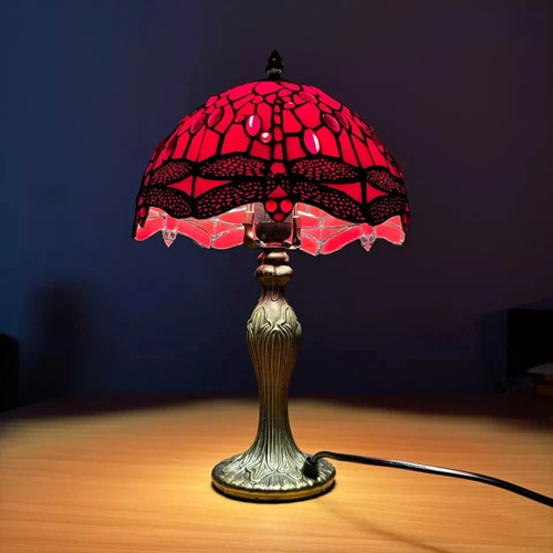 Tiffany style red table - style, 10"